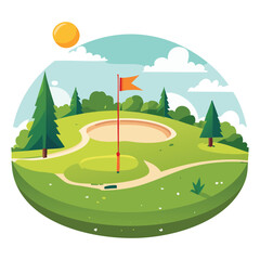 Obraz premium Flat Design Golf Course Vector Illustration