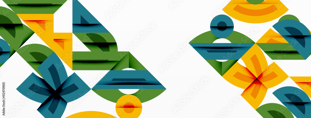 Poster Abstract geometric pattern. Bright colors, overlapping shapes create dynamic visual texture. Modern design, simple forms.