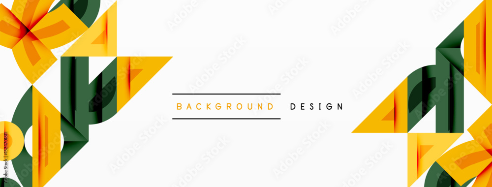 Poster abstract floral design. yellow, green shapes overlap white space. minimalist style, clean lines crea