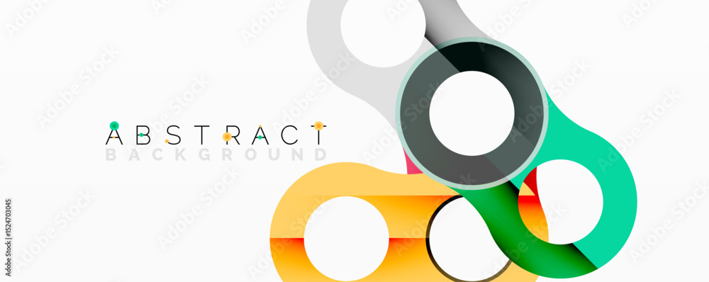 Poster Modern abstract design. Overlapping colorful circles create dynamic composition. Clean lines, gradients, white background. Minimalist aesthetic.