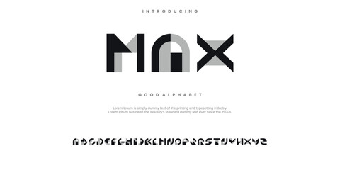 MAX abstract digital alphabet font. Minimal technology typography, Creative urban sport fashion futuristic font and with numbers. vector illustration