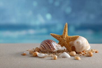 Sea shells and starfish on the beach