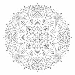 Lotus Detailed Monochrome Inspirational Boho Artwork Mandala Art Illustration with Intricate Patterns and Spiritual Design for Meditation and Decoration
