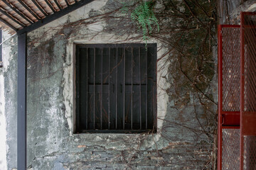 Illustration of background of old buildings and windows.