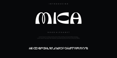 MICA abstract digital alphabet font. Minimal technology typography, Creative urban sport fashion futuristic font and with numbers. vector illustration