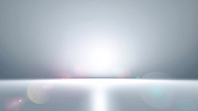 Fototapeta 白い床と光が差し込む抽象的で静かな背景（ビジネス・テクノロジー・教育・プレゼン）