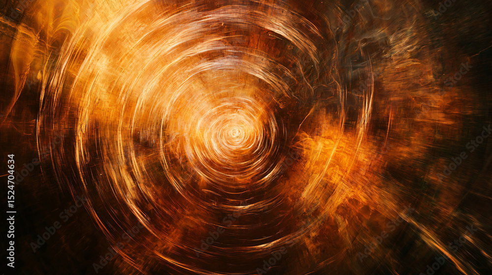 Poster spiraling design in fiery shades of orange and yellow creating a warm and inviting visual experience