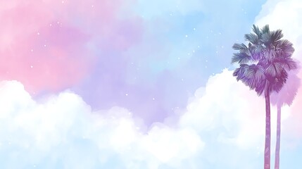 Palm tree on sky background