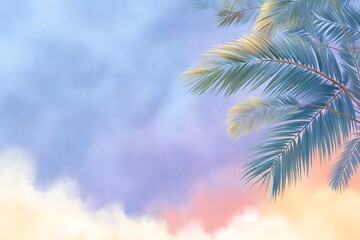 Palm tree on sky background