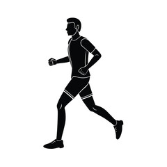 Jogger walking to cool down silhouette on white background simple flat vector