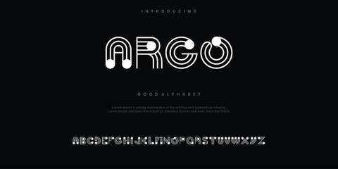 ARGO monoline abstract minimal modern alphabet fonts. Typography technology vector illustration