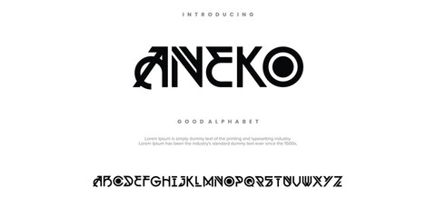 ANEKO abstract minimal modern alphabet fonts. Typography technology vector illustration