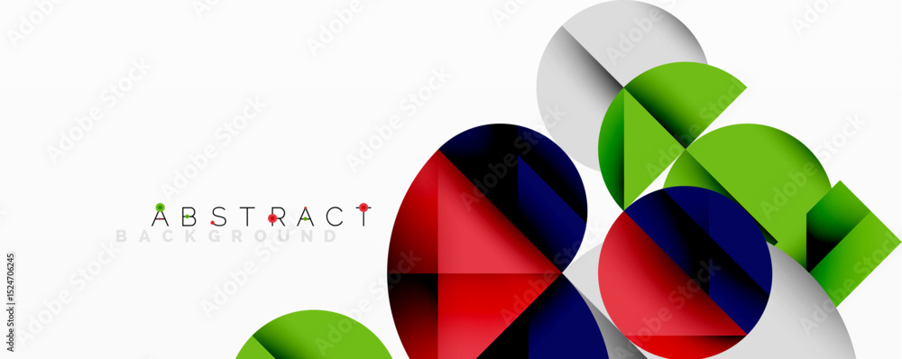 Aufkleber Geometric shapes overlap, creating vibrant color patterns. Modern design features dynamic composition, smooth gradients.