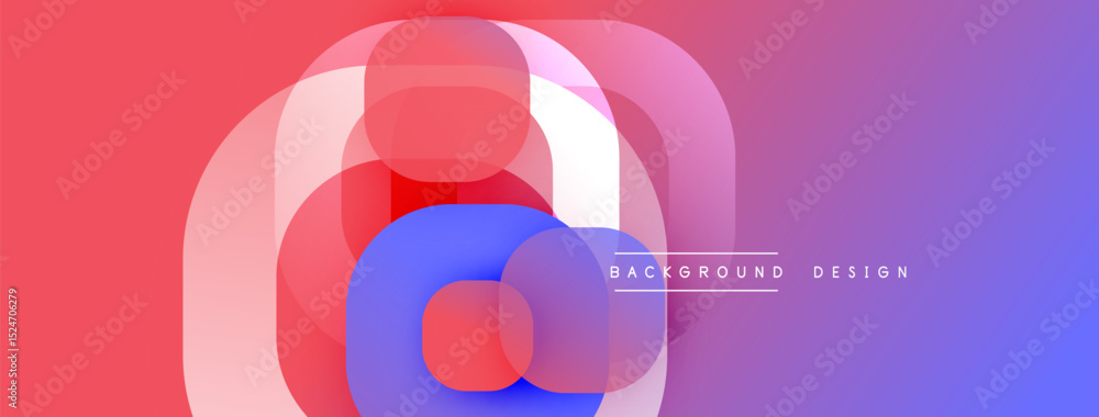 Aufkleber Abstract colorful design. Overlapping circles create dynamic gradient effect. Red, blue, purple hues blend seamlessly. Modern visual element.