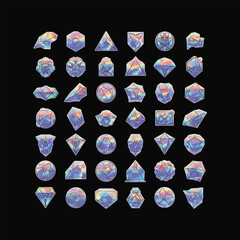Collection of Holographic Geometric Crystal Shapes