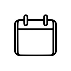 Minimal Black Calendar Icon Isolated on White Background – Line Art Style for Web, App, and UI Design