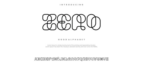 ZERO monoline abstract minimal modern alphabet fonts. Typography technology vector illustration