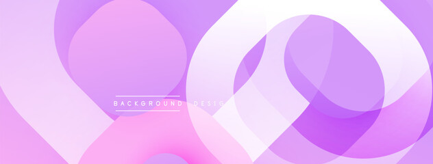Abstract background features overlapping circles, gradients. Pink, purple hues dominate design, creating modern aesthetic. Smooth transitions visible.