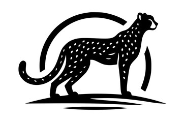 Fototapeta premium Black cheetah silhouette against a sunset