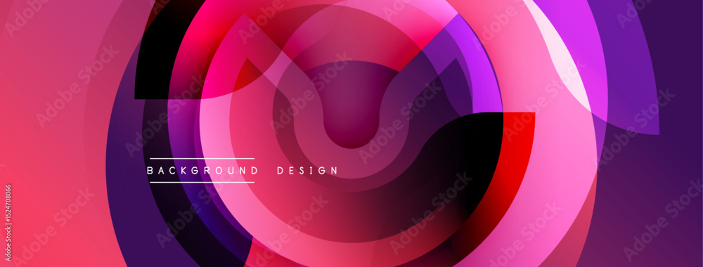 Aufkleber Abstract flowing layers create dynamic visual. Pink, purple hues blend, forming circular patterns. Modern design element for backgrounds.