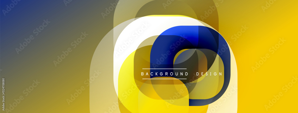 Aufkleber Abstract yellow, blue layers create dynamic visual. Modern design elements suggest innovation, energy, depth. Background features text background design.