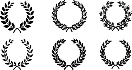 Fototapeta premium Decorative laurel wreaths set, various styles 