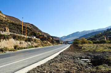 Empty road in the mountains ,Tibet ,China