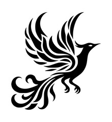Obraz premium Stylized black bird tribal tattoo design