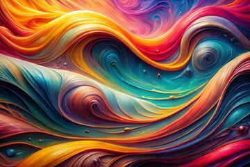 Fototapeta premium A colorful painting of a wave with a blue background