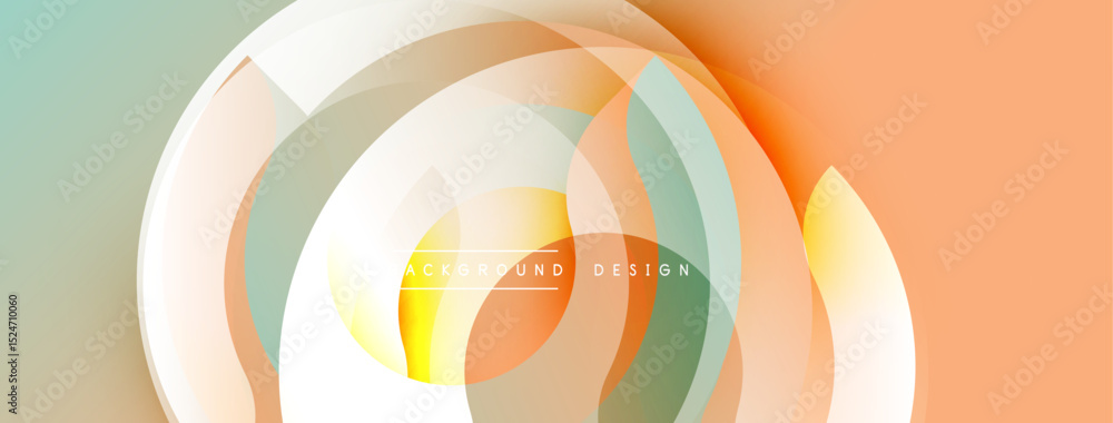 Poster Abstract layers create dynamic visual effect. Soft colors blend, forming circular patterns. Modern design element for backgrounds.