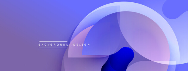 Abstract purple background. Overlapping circles create dynamic visual effect. Modern design elements present smooth gradients.