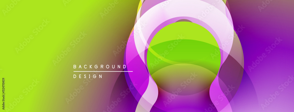 Aufkleber Abstract vibrant background. Gradient blends purple, green hues. Circular shapes overlap creating dynamic visual effect. Modern design element.