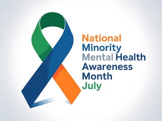 National Minority Mental Health Awareness Month in July with a Ribbon Symbolizing Support and Solidarity