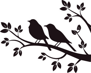 bird on a branch of tree silhouette