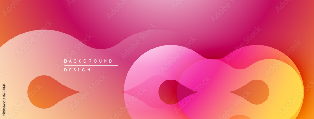 Poster abstract fluid shapes, vibrant gradients. pink, orange hues create modern background design. smooth 