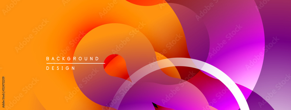 Aufkleber Abstract fluid shapes blend orange, red, purple hues. Modern design creates dynamic visual experience. Smooth gradients dominate composition.