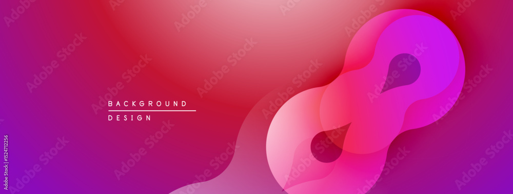 Aufkleber Abstract gradient design. Fluid shapes overlap, creating dynamic visual effect. Vibrant magenta, pink hues dominate composition.