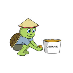 A cute anthropomorphic turtle works passionately as an organic farmer. This eco-friendly character promotes healthy living and sustainable farming in 10 engaging poses.