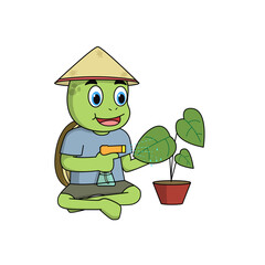 A cute anthropomorphic turtle works passionately as an organic farmer. This eco-friendly character promotes healthy living and sustainable farming in 10 engaging poses.