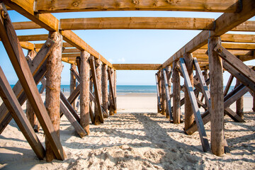 Ständerbauwerk am Nordstrand Norderney, Weisse Düne,  Niedersachsen, Deutschland, Europa
