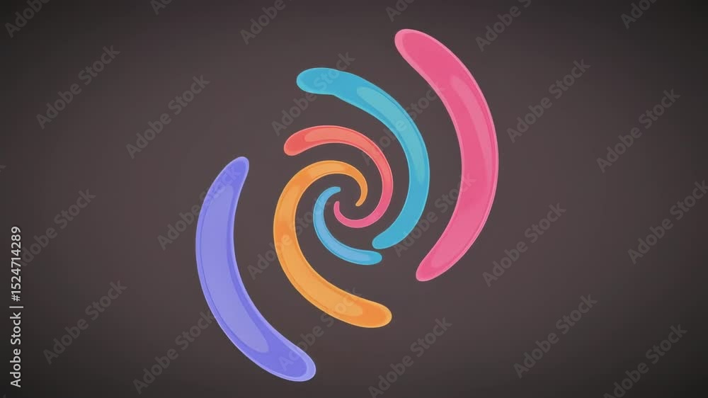 Poster abstract swirl design with colorful curved shapes on dark background
