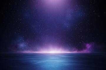 Spectacular cosmic event celestial view of stars over tranquil ocean digital art ethereal atmosphere wide-angle perspective