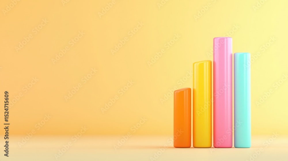 Poster growth visualization colorful bars representing data trends minimalist studio infographic design bri