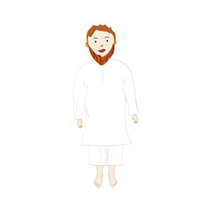 Traditional Muslim Man Character Illustration in Panjabi and Pajama – Vector EPS