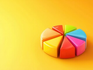 Obraz premium Colorful pie chart representation digital design graphic illustration vibrant environment top-down view data visualization concept