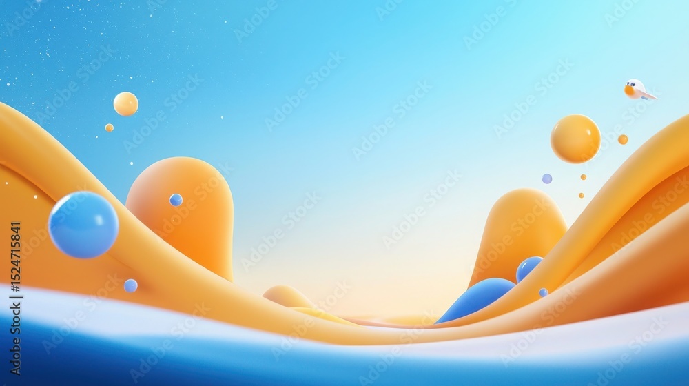 Poster dynamic colorful abstract shapes modern digital space graphic design vibrant environment wide-angle 