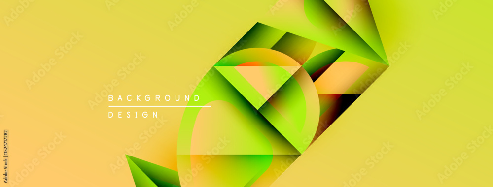 Aufkleber Abstract yellow background features overlapping green shapes. Modern design elements create dynamic visual texture. Minimalist style, clean composition.