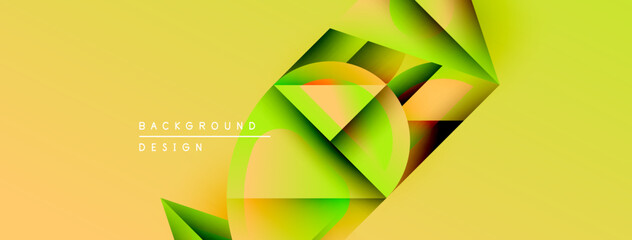 Obraz premium Abstract yellow background features overlapping green shapes. Modern design elements create dynamic visual texture. Minimalist style, clean composition.