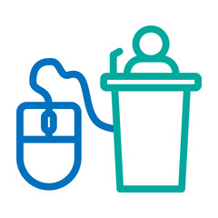 Online Lecture Vector Line Blue Bluish Green Icon Design