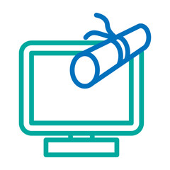 Online Degrees Vector Line Blue Bluish Green Icon Design